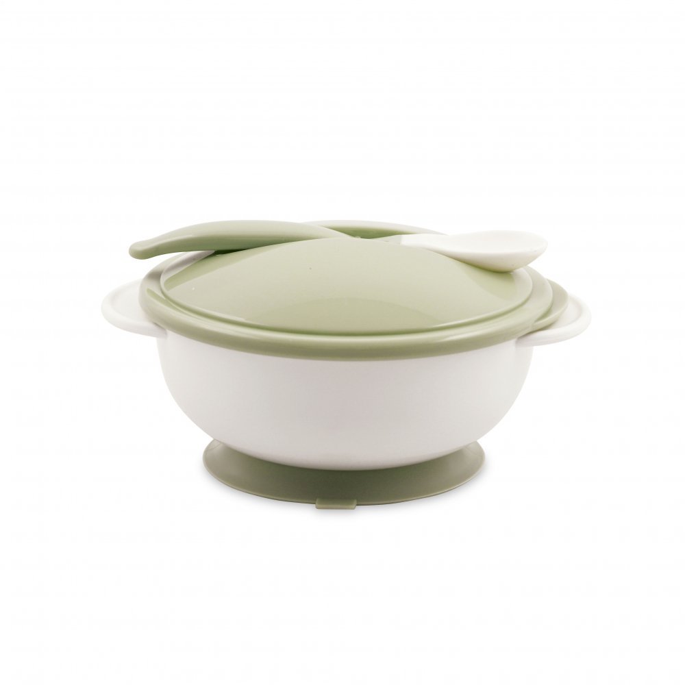 Set castron cu ventuza capac si lingurita Mint Green – imaginea 3