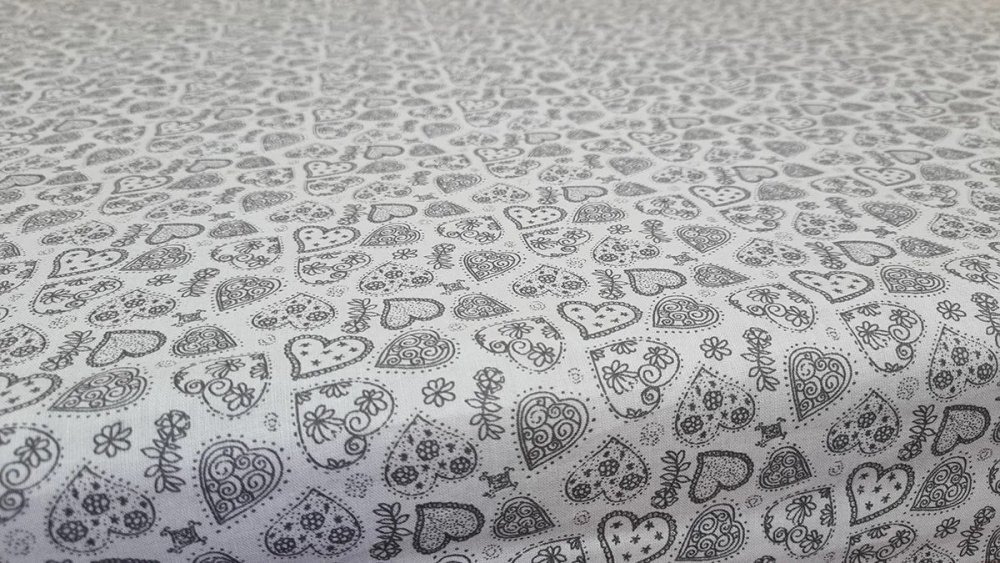 Set cearceafuri Gray Hearts patut bebelus 60×85 cm cu elastic din bumbac – imaginea 3