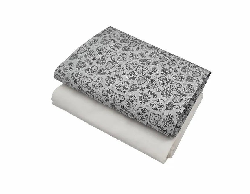 Set cearceafuri Gray Hearts patut bebelus 60×85 cm cu elastic din bumbac – imaginea 4