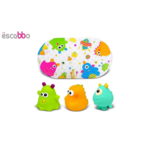 Set covoras de baie si 3 jucarii Monstruletii veseli Escabbo 37025
