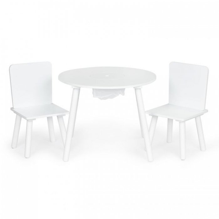 Set de masa cu doua scaune pentru copii si loc de depozitare jucarii alb Ecotoys – imaginea 7
