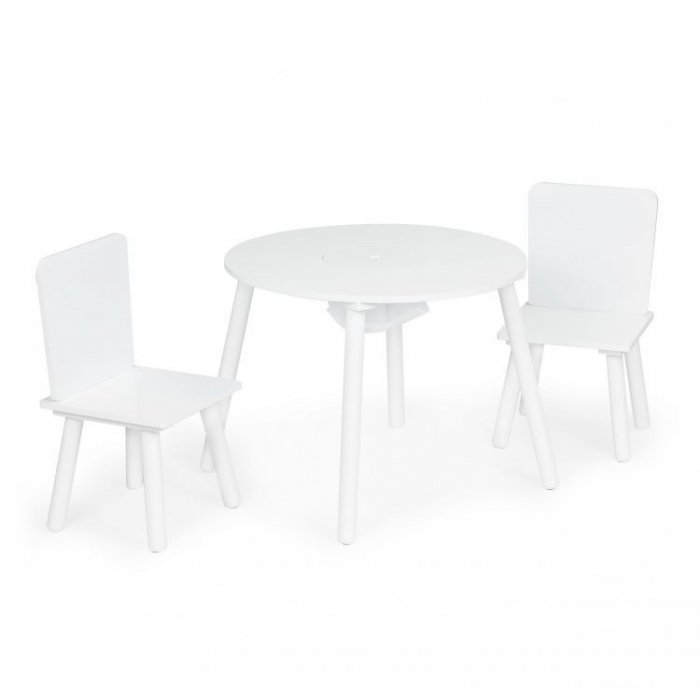Set de masa cu doua scaune pentru copii si loc de depozitare jucarii alb Ecotoys – imaginea 2