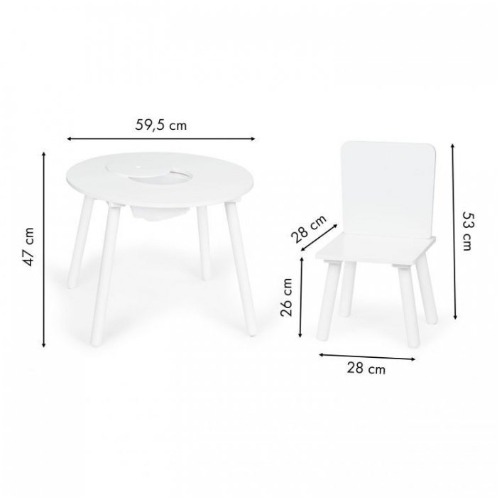 Set de masa cu doua scaune pentru copii si loc de depozitare jucarii alb Ecotoys – imaginea 6