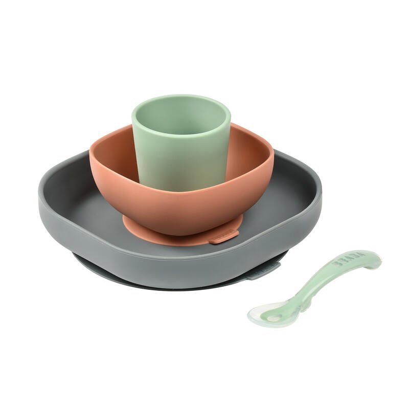 Set de masa silicon Beaba 4 piese Mineral – imaginea 5