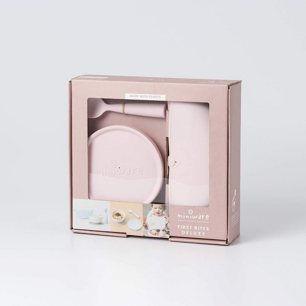 Set diversificare hrana bebelusi Miniware First Bites Deluxe 4 piese Cotton candy – imaginea 2