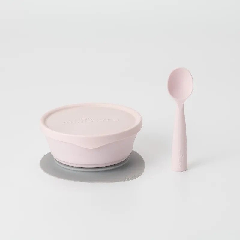 Set diversificare hrana bebelusi Miniware First Bites Deluxe 4 piese Cotton candy – imaginea 3