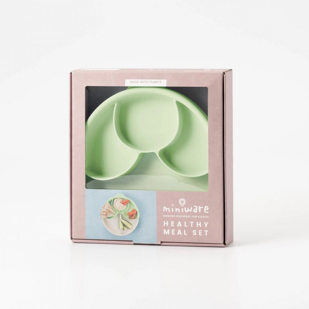 Set diversificare hrana bebelusi Miniware Healthy Meal 3 piese Keylime – imaginea 2
