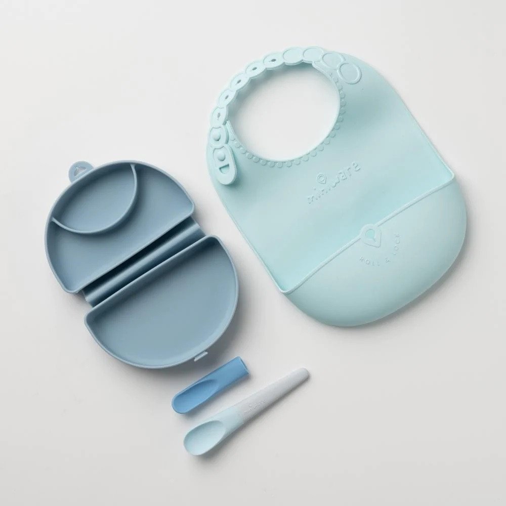 Set diversificare hrana bebelusi Miniware Sili Mini GO 3 piese Blue Banana – imaginea 3