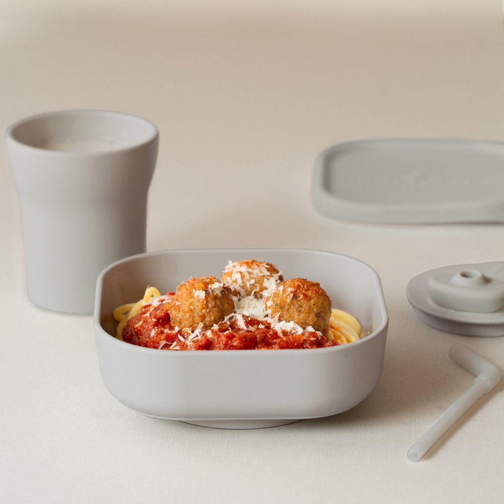 Set diversificare hrana bebelusi Miniware SipSnack 3 piese Grey – imaginea 2