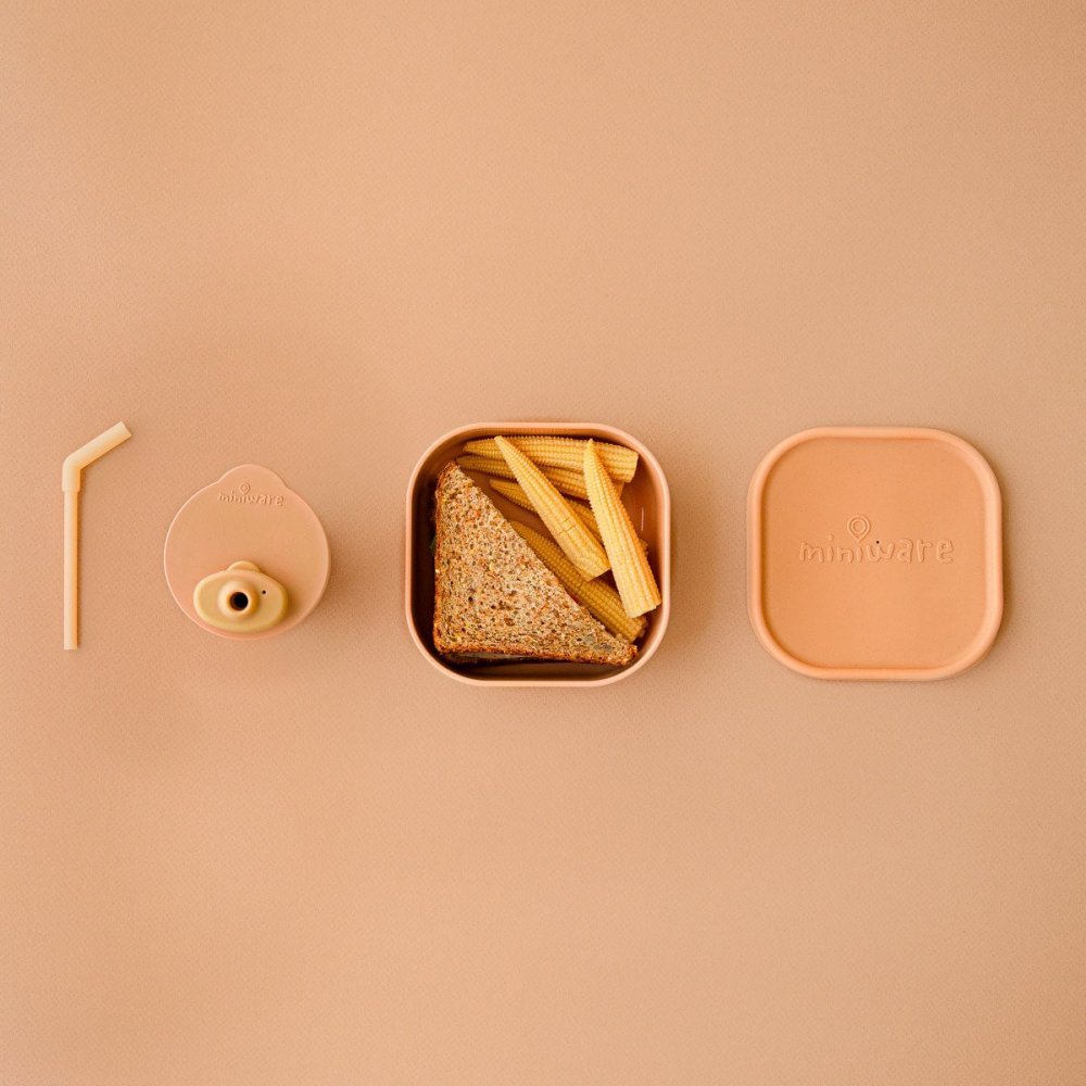 Set diversificare hrana bebelusi Miniware SipSnack 3 piese Toffee – imaginea 3