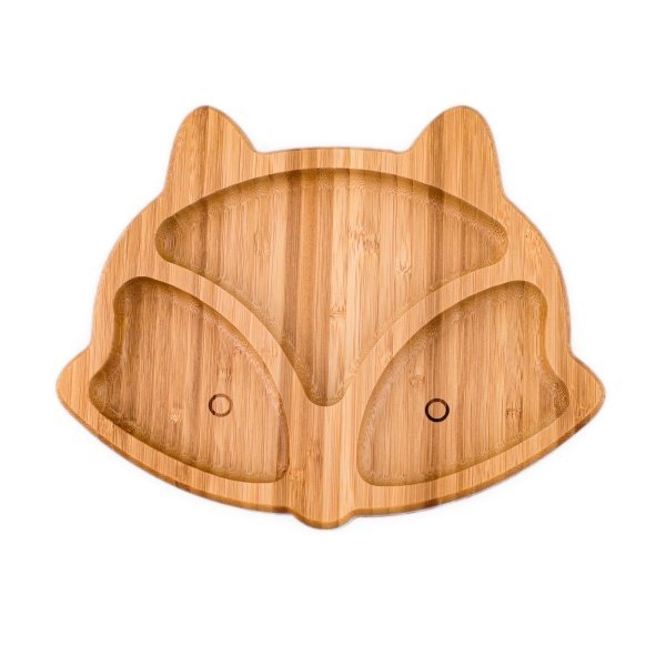 Set castron si farfurie vulpita din bambus pentru copii Oaki portocaliu – imaginea 2