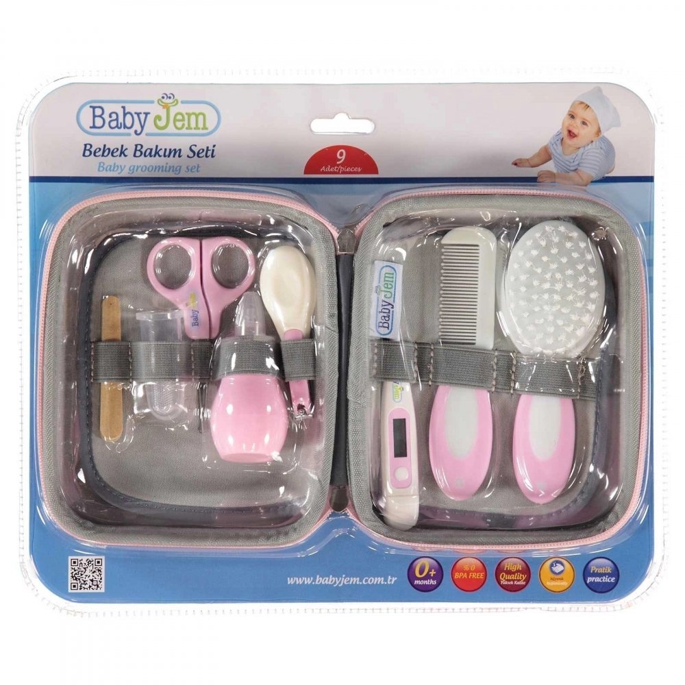 Set ingrijire bebelusi cu 9 piese BabyJem Grooming Set Pink – imaginea 5