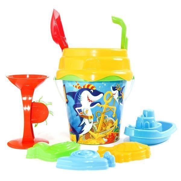 Set jucarii de nisip cu 8 piese Desene Galben – imaginea 3