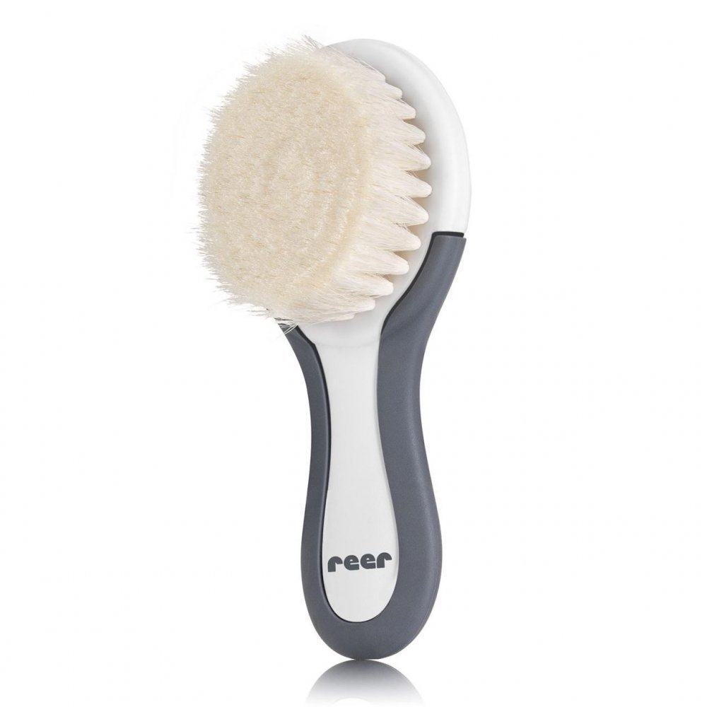 Set perie si pieptene ingrijire bebelusi cu par natural de capra alb cu gri BabyCare Hair Reer 81070 – imaginea 6