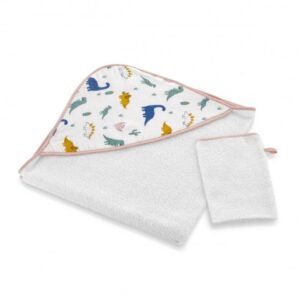 Set prosop si manusa de baie 72x72 cm BabyJem Dino