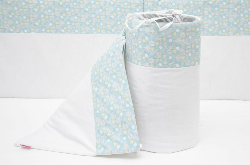 Set protectii patut Bubble Blue KidsDecor din bumbac 70 x 140 cm