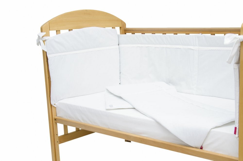 Set protectii patut KidsDecor alb cu dantela din bumbac 60×120 cm – imaginea 4