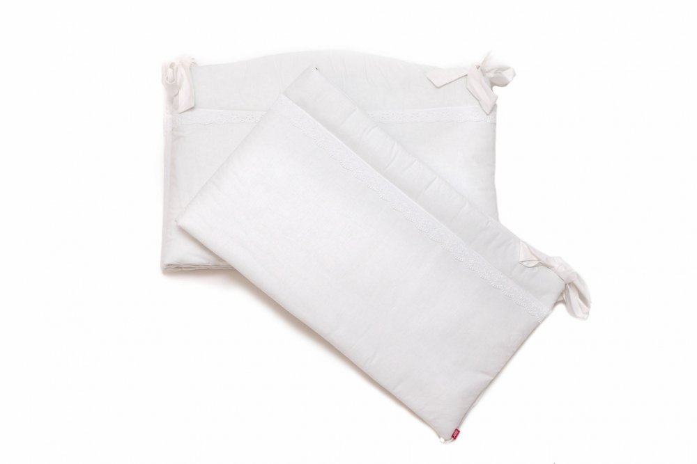 Set protectii patut KidsDecor alb cu dantela din bumbac 60×120 cm – imaginea 7