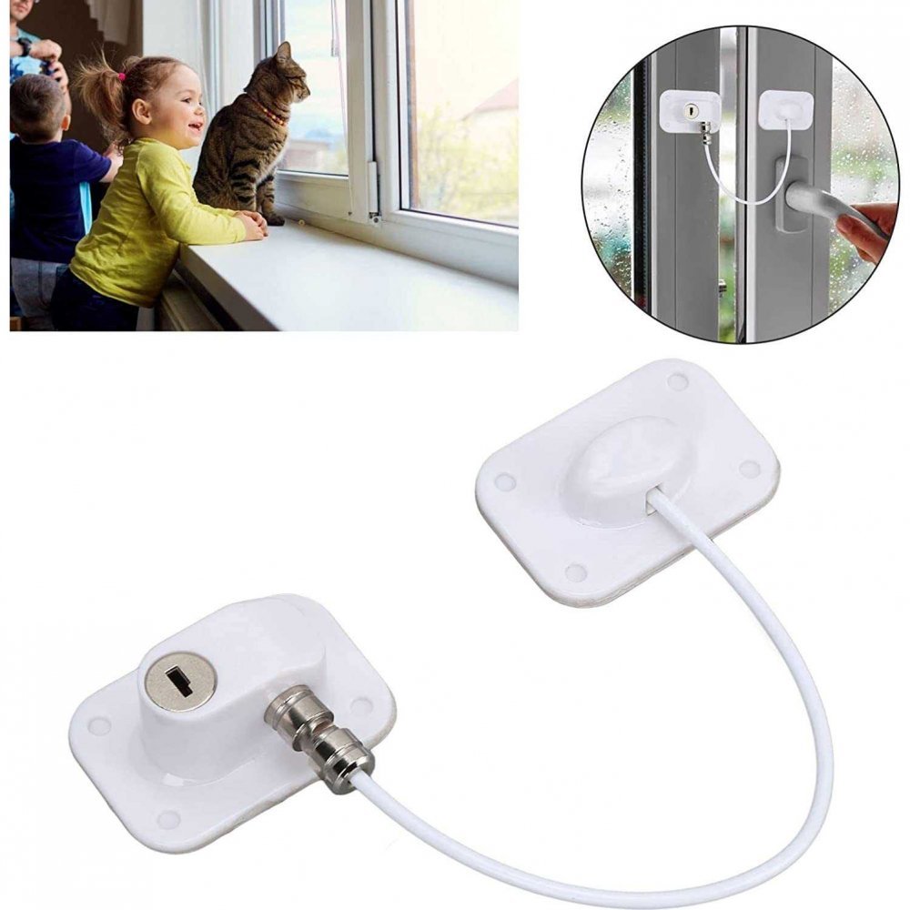Sistem siguranta pentru geam Bambinice cu cheie 20 cm alb – imaginea 3