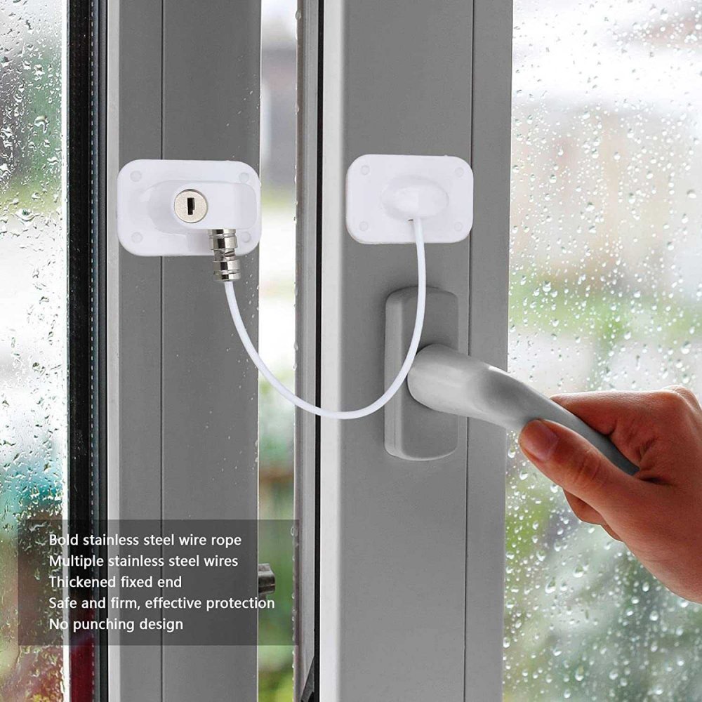 Sistem siguranta pentru geam Bambinice cu cheie 20 cm alb – imaginea 4