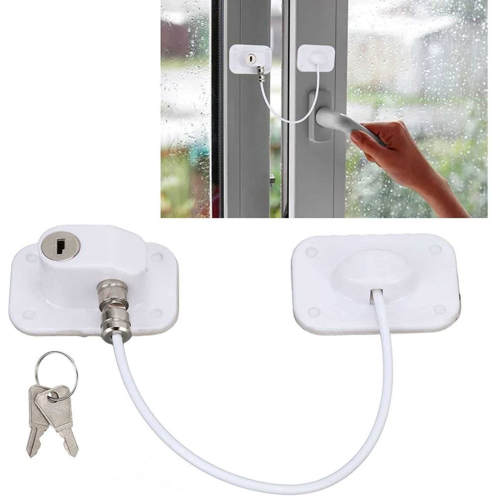 Sistem siguranta pentru geam Bambinice cu cheie 20 cm alb – imaginea 7