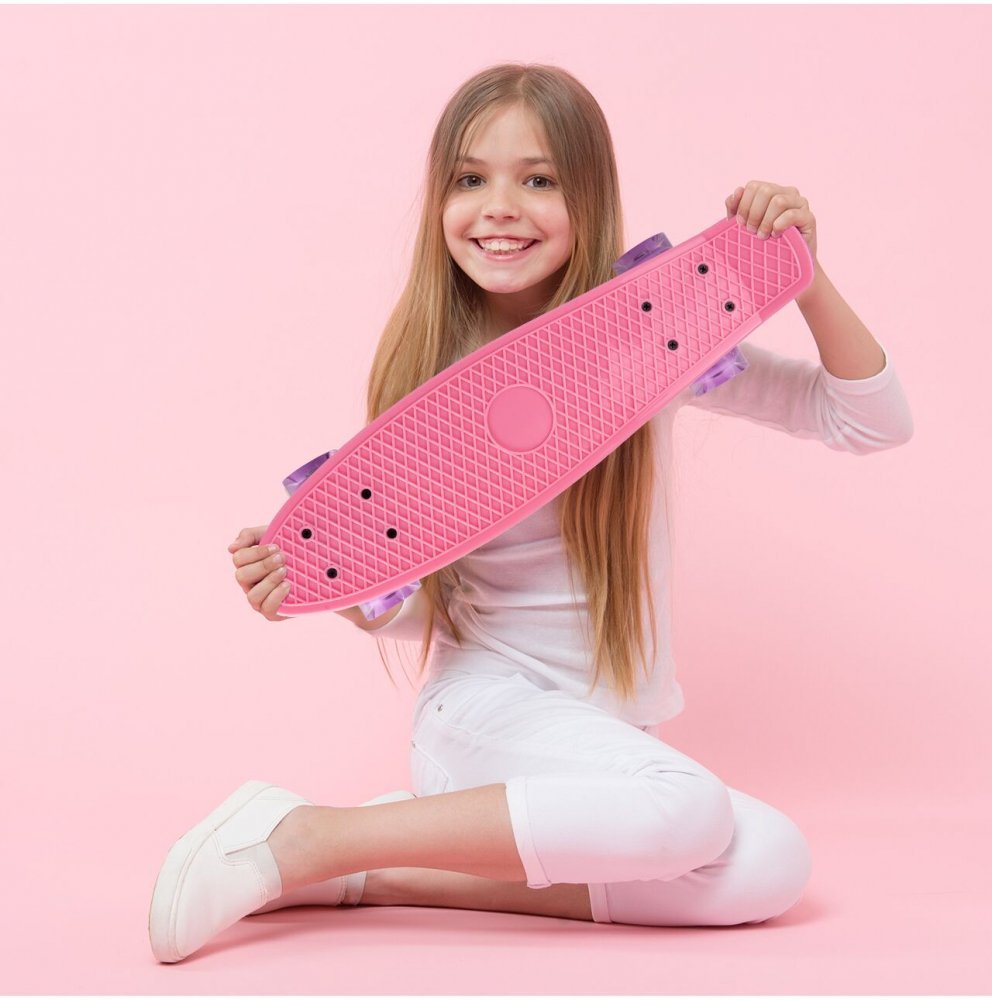 Skateboard pentru copii Malplay Pink, cu led-uri integrate, dimensiune platforma 56 x 15 cm – imaginea 5