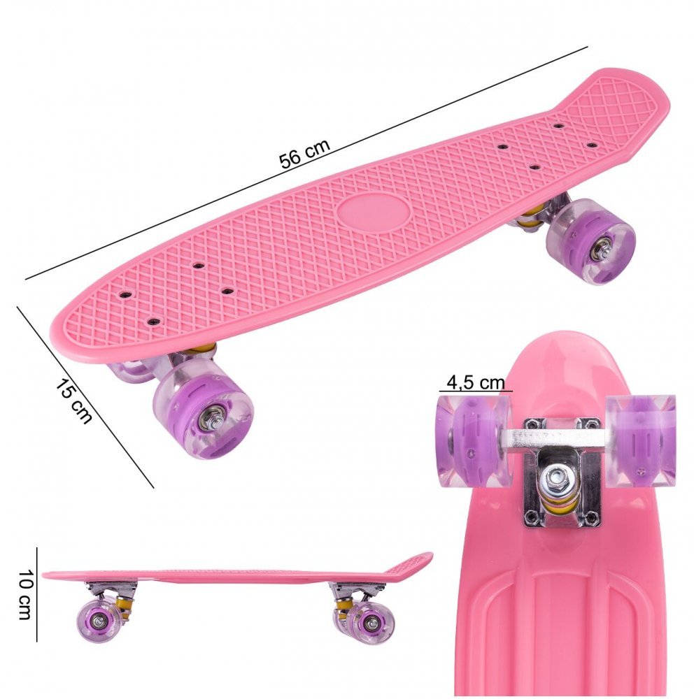 Skateboard pentru copii Malplay Pink, cu led-uri integrate, dimensiune platforma 56 x 15 cm – imaginea 6