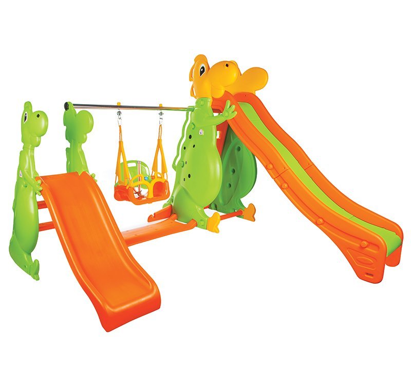 Spatiu de joaca Pilsan cu doua tobogane si leagan Playfull Dino – imaginea 4