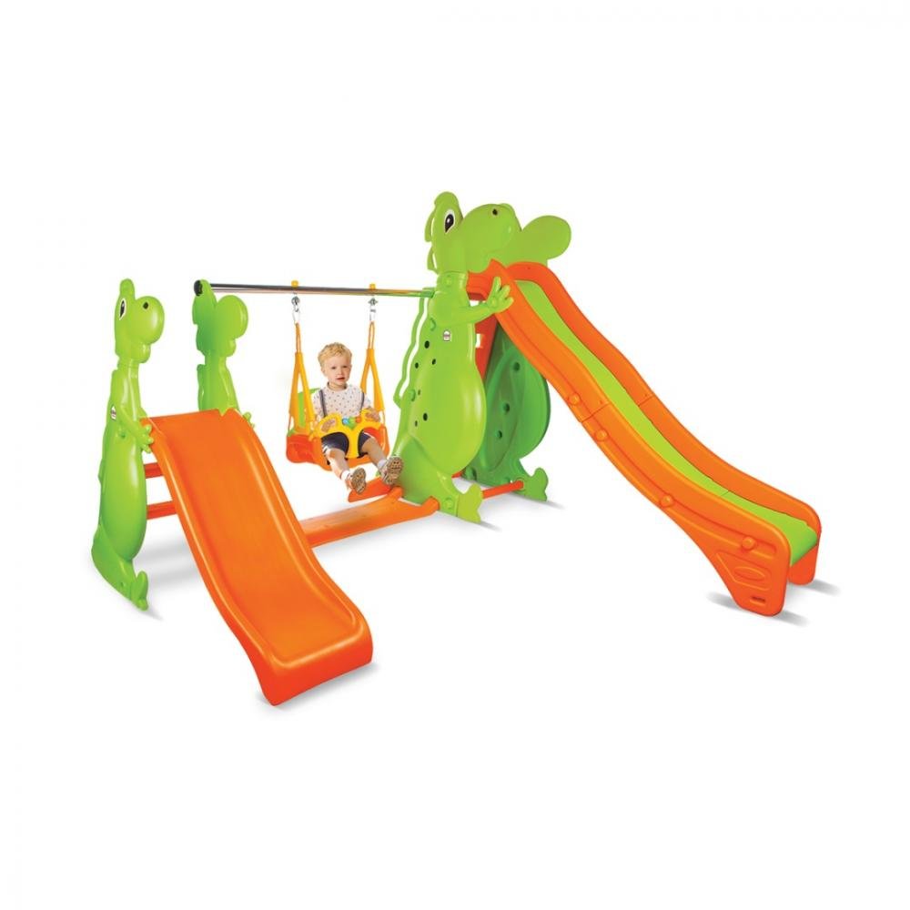 Spatiu de joaca Pilsan cu doua tobogane si leagan Playfull Dino – imaginea 2