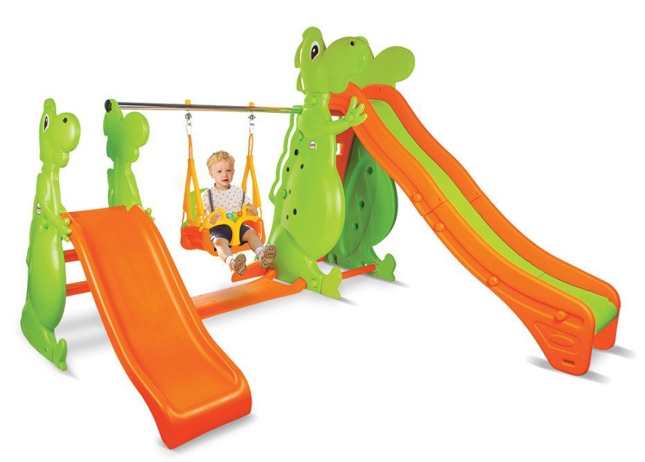 Spatiu de joaca Pilsan cu doua tobogane si leagan Playfull Dino – imaginea 3