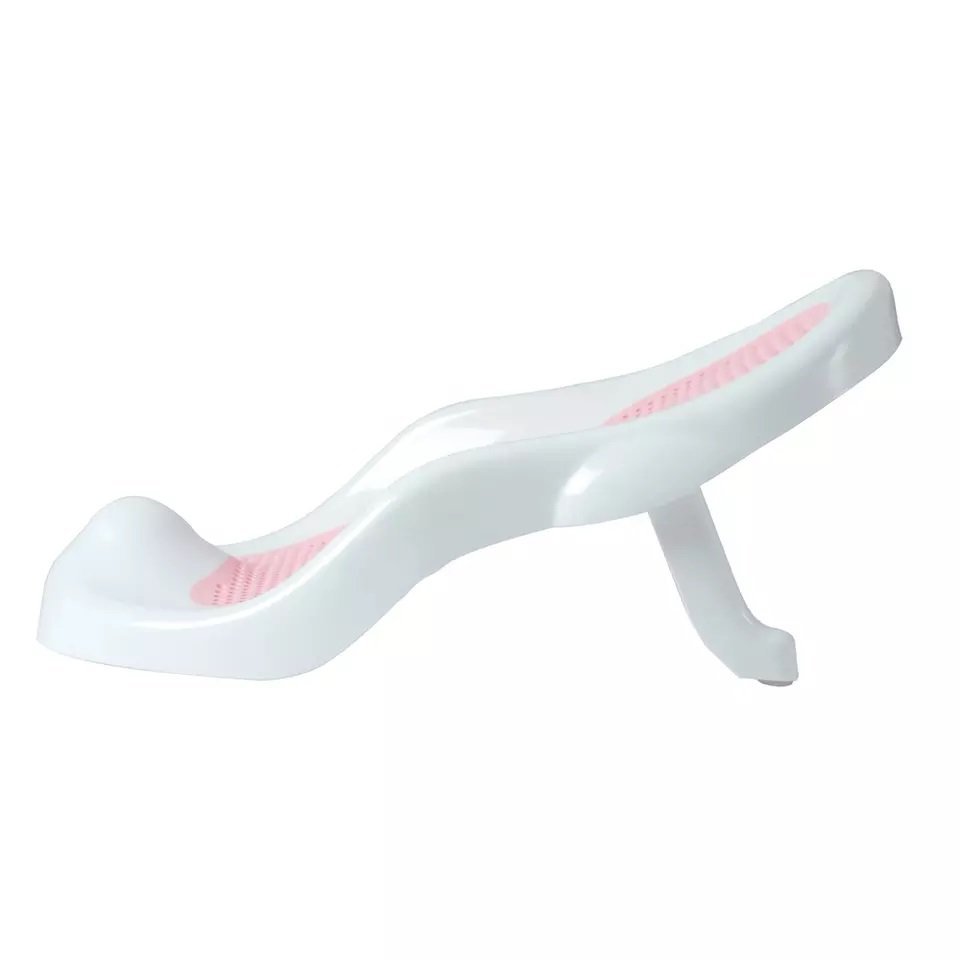 Suport de baie pentru copii Little Mom Soft Pink pliabil, design ergonomic si sigur, strcutura piramidala, material moale cu sistem de scurgere a apei, dimensiune 56 x 30 x 25 cm