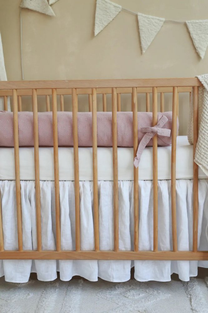Suport de dormit babynest 2 in 1 bara protectie patut premium bumbac brodat roz by BabyLy 85×50 cm – imaginea 2