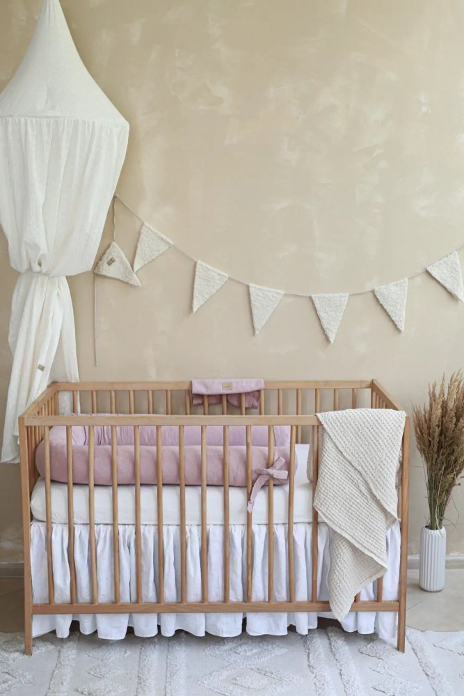 Suport de dormit babynest 2 in 1 bara protectie patut premium bumbac brodat roz by BabyLy 85×50 cm – imaginea 6