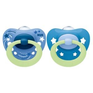 Set 2 suzete Nuk Signature Night Silicon 6-18 luni M2 albastru