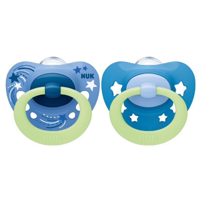 Set 2 suzete Nuk Signature Night Silicon 6-18 luni M2 albastru