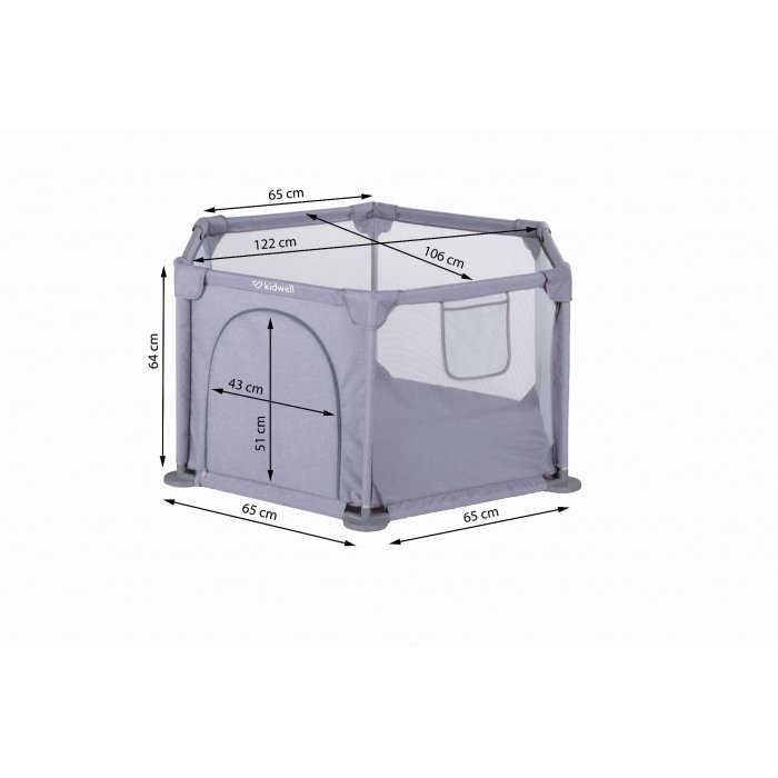 Tarc de joaca Kidwell hexagonal pentru copii 122 x 106 cm Fanko Gray – imaginea 6