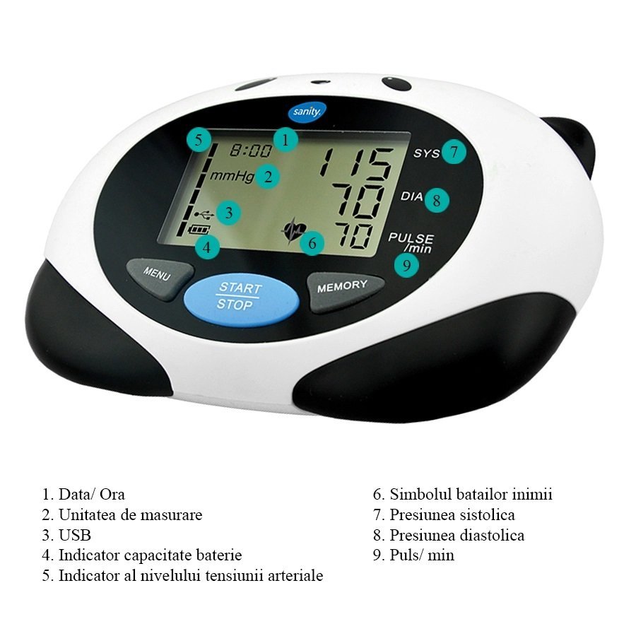 Tensiometru electronic de brat Sanity Children AP 1720 pentru copii 3 – 12 ani Tehnologie DCC 200 seturi de memorie – imaginea 3