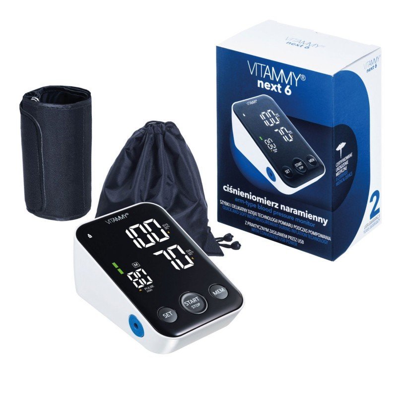 Tensiometru electronic de brat Vitammy Next 6 manseta 22-40 cm albnegru – imaginea 3