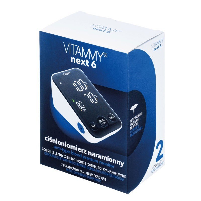 Tensiometru electronic de brat Vitammy Next 6 manseta 22-40 cm albnegru – imaginea 4