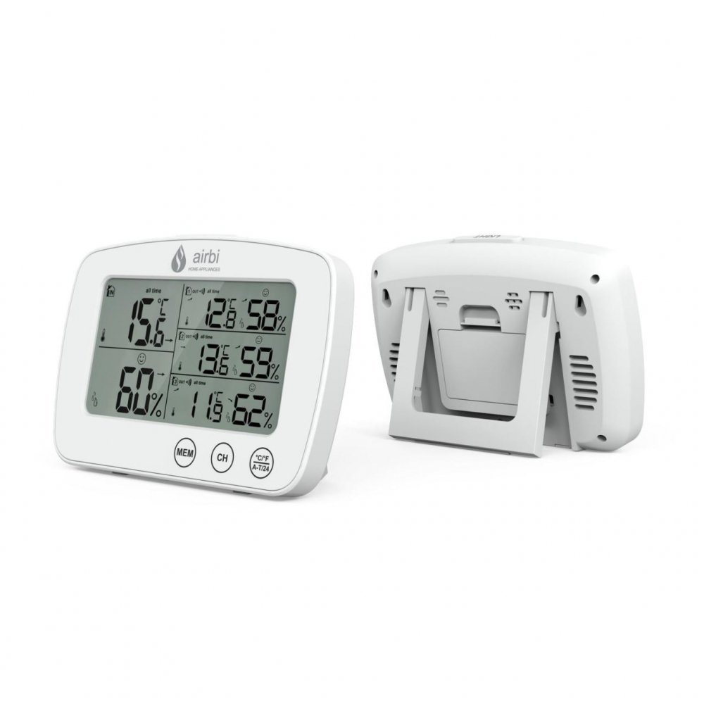 Termometru si higrometru digital cu 3 transmitatoare wireless externe Airbi Trio BI1030 – imaginea 3