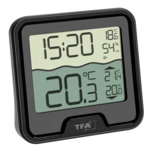 Termometru si higrometru TFA  digital de camera cu senzor wireless pentru piscina MARBELLA Negru