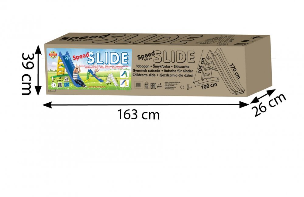Tobogan pentru copii Dohany Speed Albastru, rezistent UV, panta alunecare 170cm, utilizare interiorexterior, scara mare cu manere sustinere – imaginea 4