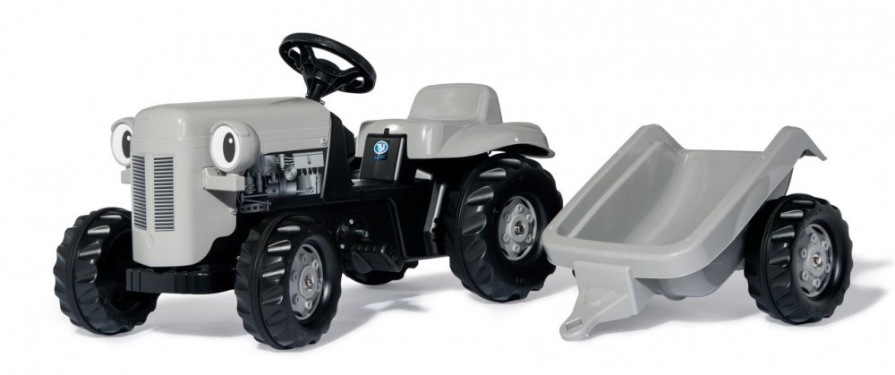 Tractor cu pedale Rolly Kid Little Grey Fergie cu remorca – imaginea 3