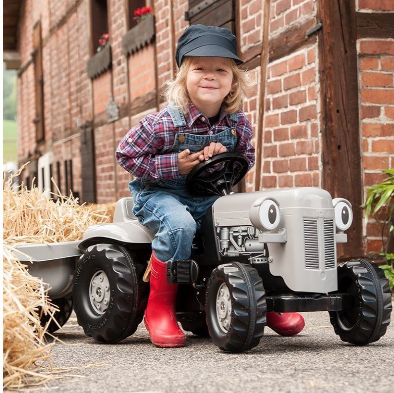 Tractor cu pedale Rolly Kid Little Grey Fergie cu remorca – imaginea 2