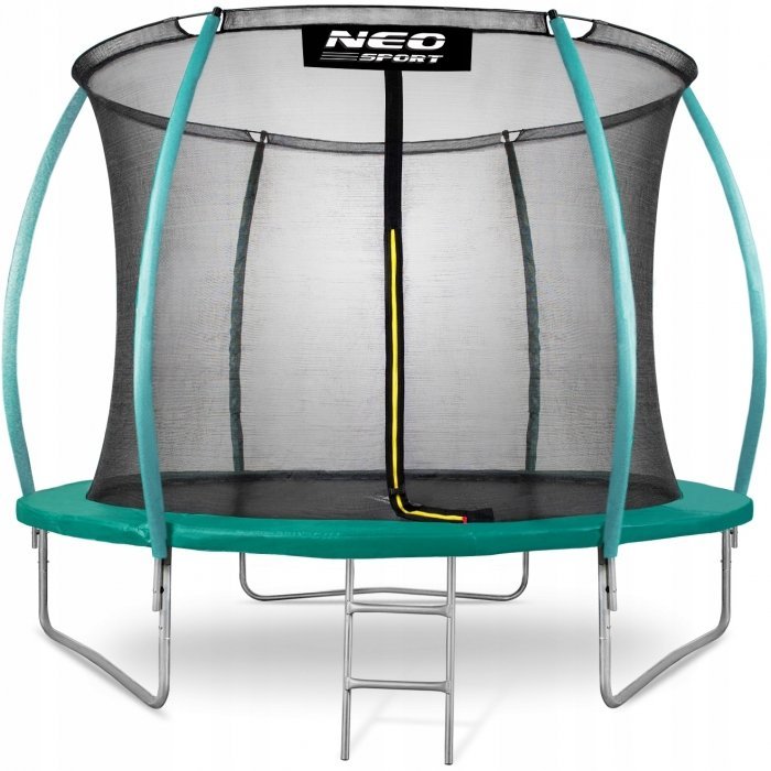 Trambulina de gradina cu plasa interioara, stalpi si scara 252 cm (8FT) Neo-Sport NS-08C181 verde – imaginea 2