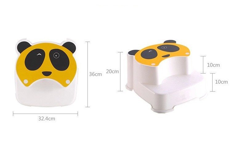 Treapta inaltatoare Little Mom Panda Yellow pentru copii, dubla, cu doua nivele de inaltare cu textura antiderapanta, dimensiune 36 x 32.4 cm – imaginea 5