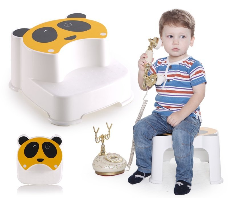 Treapta inaltatoare Little Mom Panda Yellow pentru copii, dubla, cu doua nivele de inaltare cu textura antiderapanta, dimensiune 36 x 32.4 cm – imaginea 7