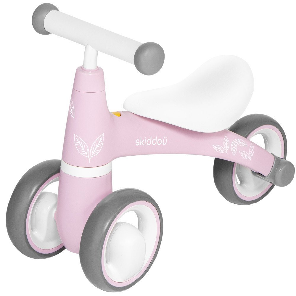 Tricicleta pentru copii fara pedale Berit Ride-On Skiddou Keep Pink, actionata cu picioarele, recomandata copiilor de la 1 an pana la 3 ani, cu roti din spuma EVA