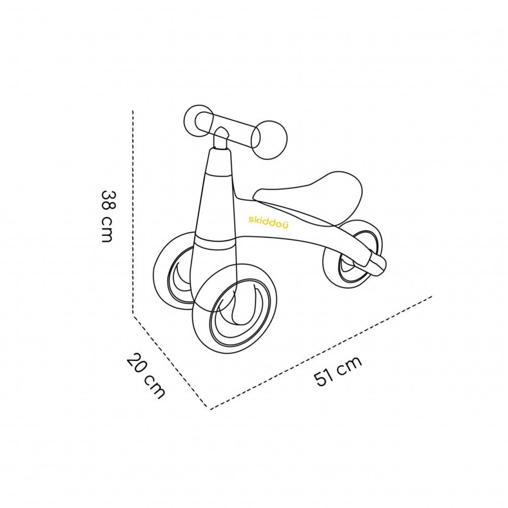 Tricicleta pentru copii fara pedale Berit Ride-On Skiddou Sky High Bleu, actionata cu picioarele, recomandata copiilor de la 1 an pana la 3 ani, cu roti din spuma EVA – imaginea 3