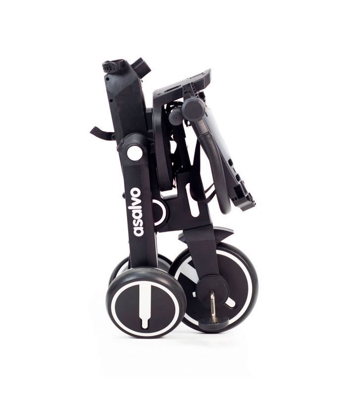 Tricicleta pliabila Discovery roz, scaun rotativ 360 grade, pliere compacta, bara de impins, centura de siguranta, cadru de aluminiu, si parasolar reglabil – imaginea 4